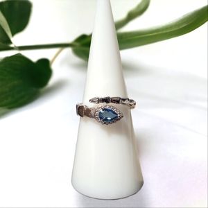 Blue Topaz Adjustable Snake Ring